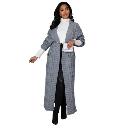 Autumn Winter Women Clothing Sexy Casual Long Sleeve Long Sweater Coat