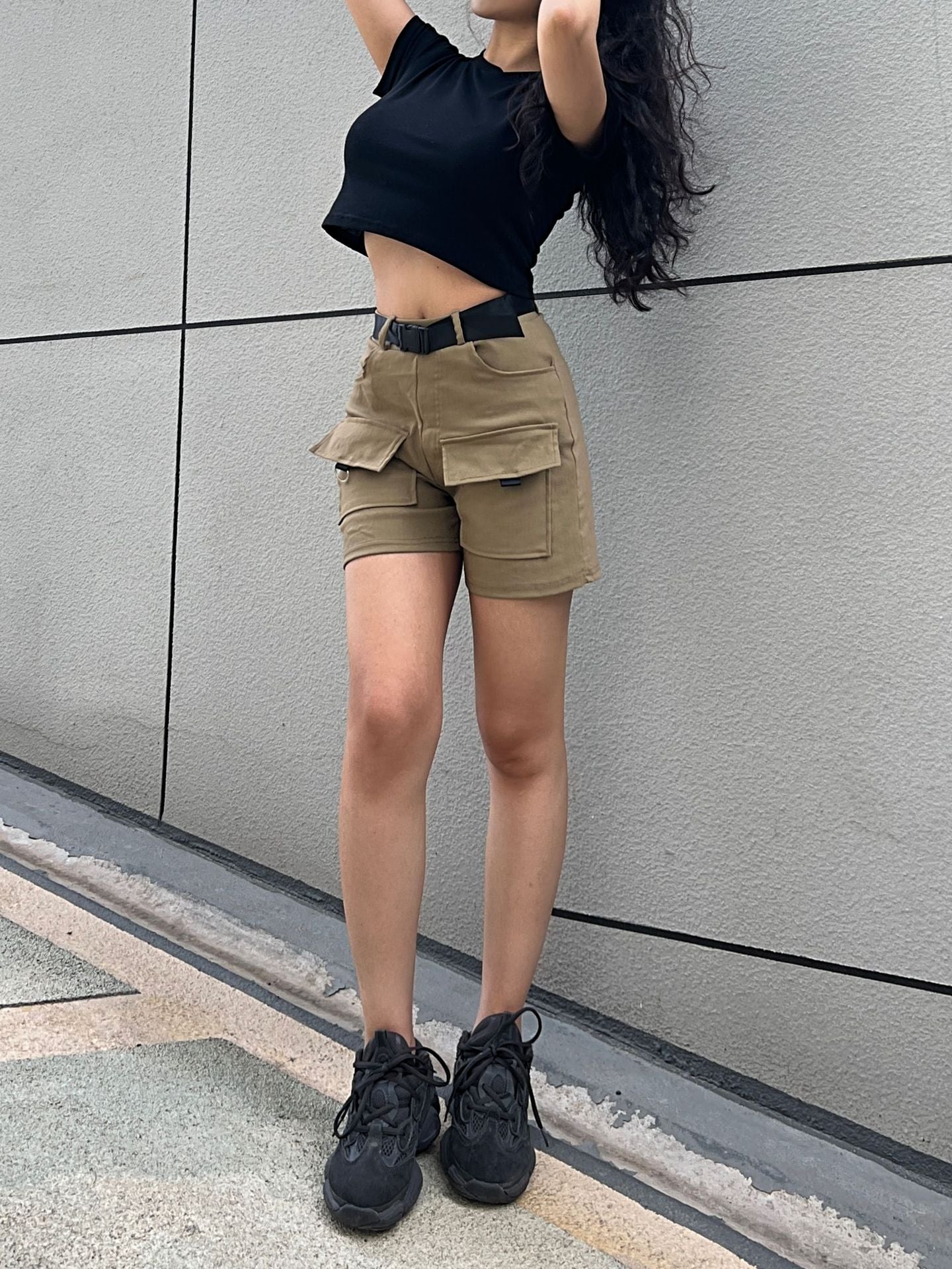 Workwear Shorts Spring Summer Shorts Women Pants High Street Belt Solid Color Pants