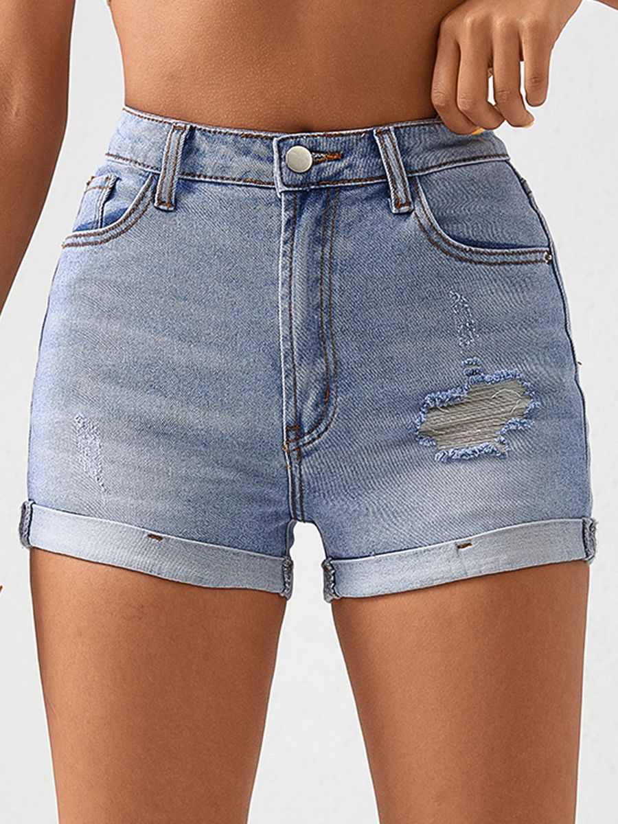 Women Shorts Summer High Waist Denim Shorts Ripped Casual Pants