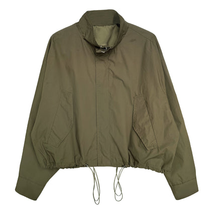 Autumn Retro Stand Collar Drawstring Cargo Jacket Coat Loose Zip Women Gore Tex Jacket