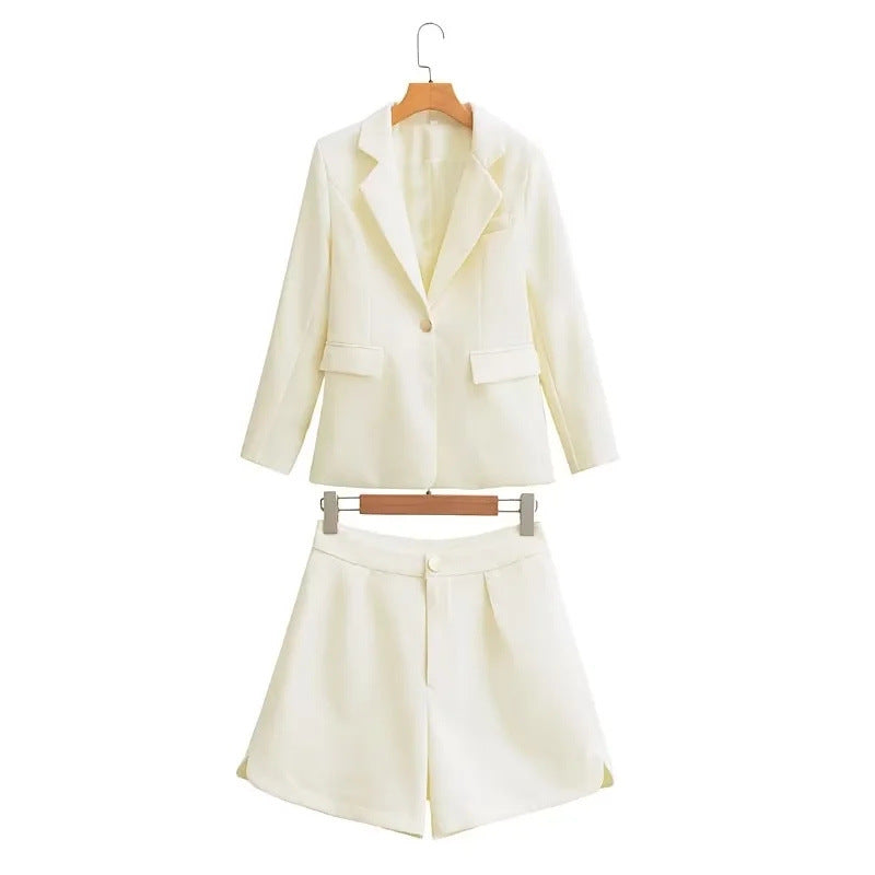 Français Chanel Blazer Costume Ensemble Short Deux Pièces Élégant Femmes Vêtements Automne Couleur Unie Décontracté Petit Ensemble