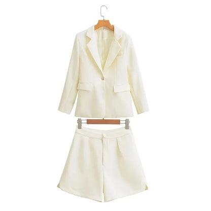 Français Chanel Blazer Costume Ensemble Short Deux Pièces Élégant Femmes Vêtements Automne Couleur Unie Décontracté Petit Ensemble