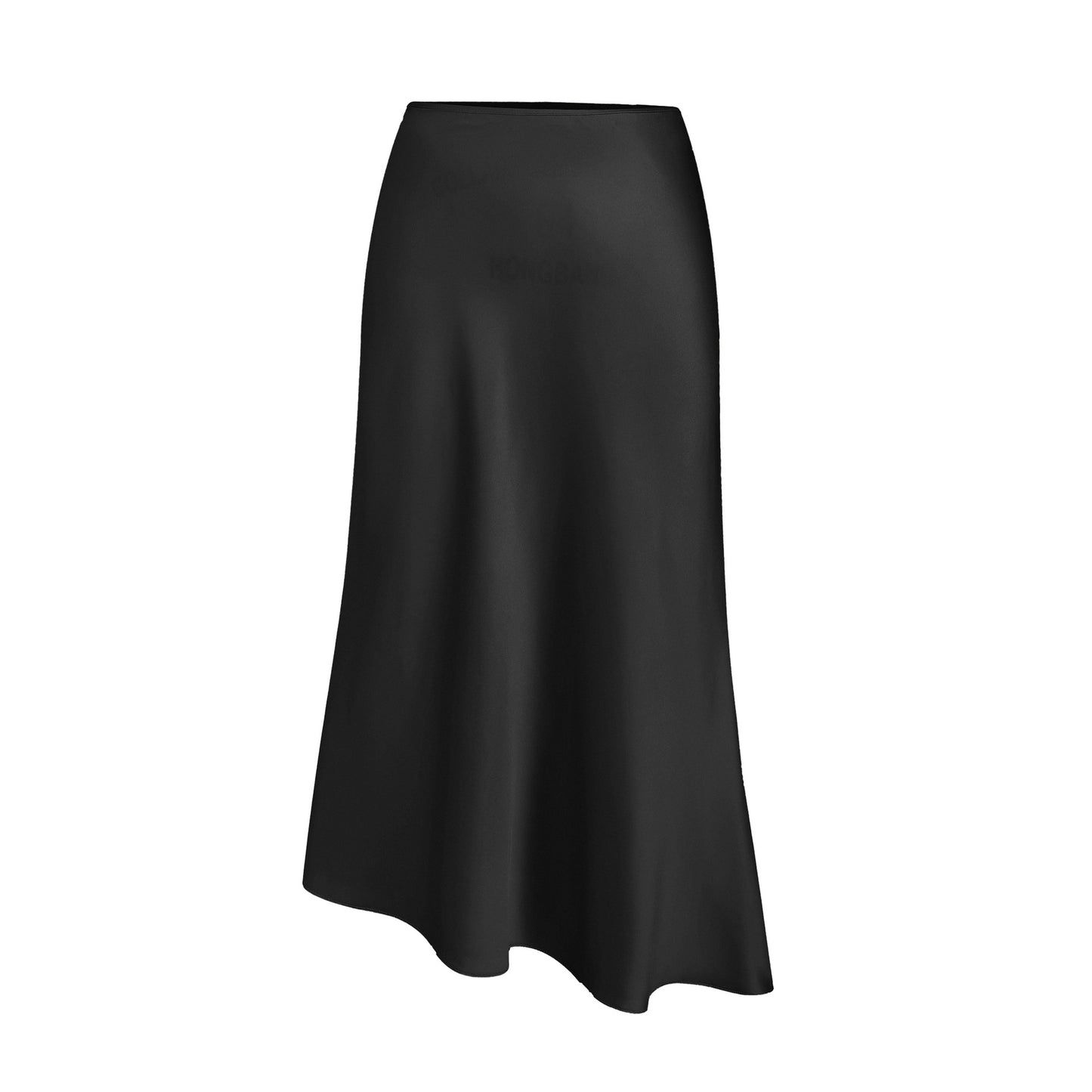 Women Clothing Satin Skirt Asymmetric High Waist Elastic Long Skirt Elegant Slit Skirt