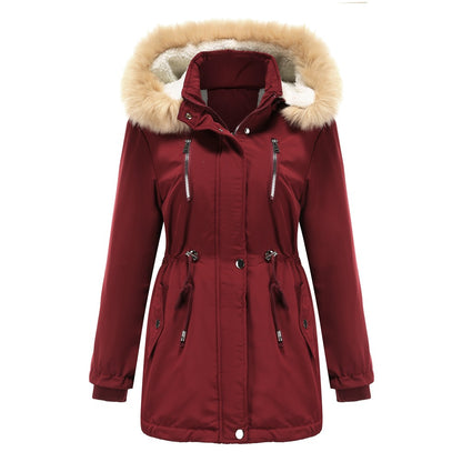 Automne Hiver Femmes Vêtements Épais Manteau En Coton Rembourré En Peau D'agneau Femmes Lâche Femmes Vêtements En Coton Chapeau Amovible Manteau Rembourré En Polaire