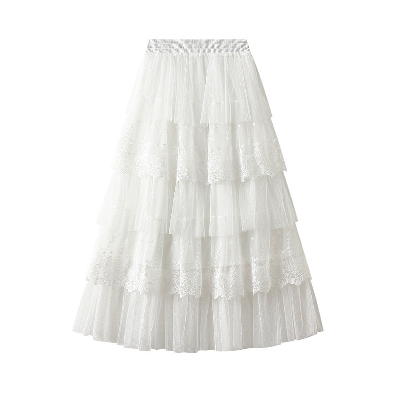 Tiered Dress Skirt Women Summer High Waist Slimming Gauzy Skirt High Grade Gauze Skirt Long Skirt