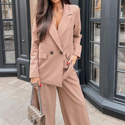 Women Clothing Autumn Winter Casual Two Piece Set Blazer Suit Set