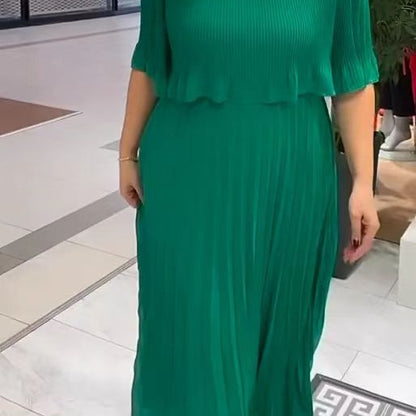 Robe de couleur unie pour femmes, vêtements européens et américains de grande taille