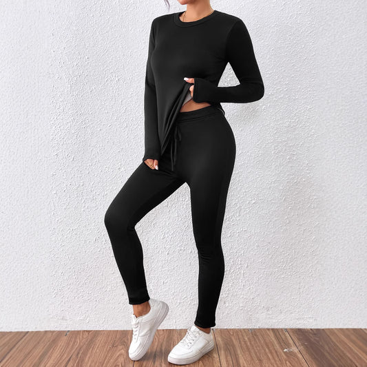 Ropa exterior de dos piezas para mujer, leggings con base gruesa y cintura alta, elásticos, de una pieza