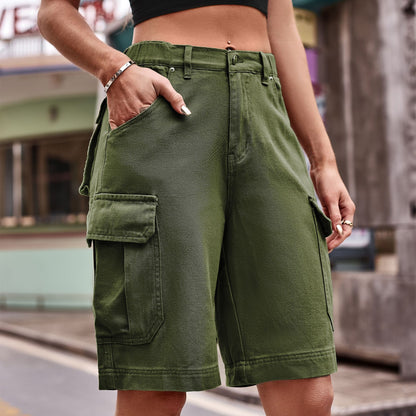 Ropa de verano para mujer, pantalones cortos de mezclilla con cintura elástica, pantalones cortos a la moda