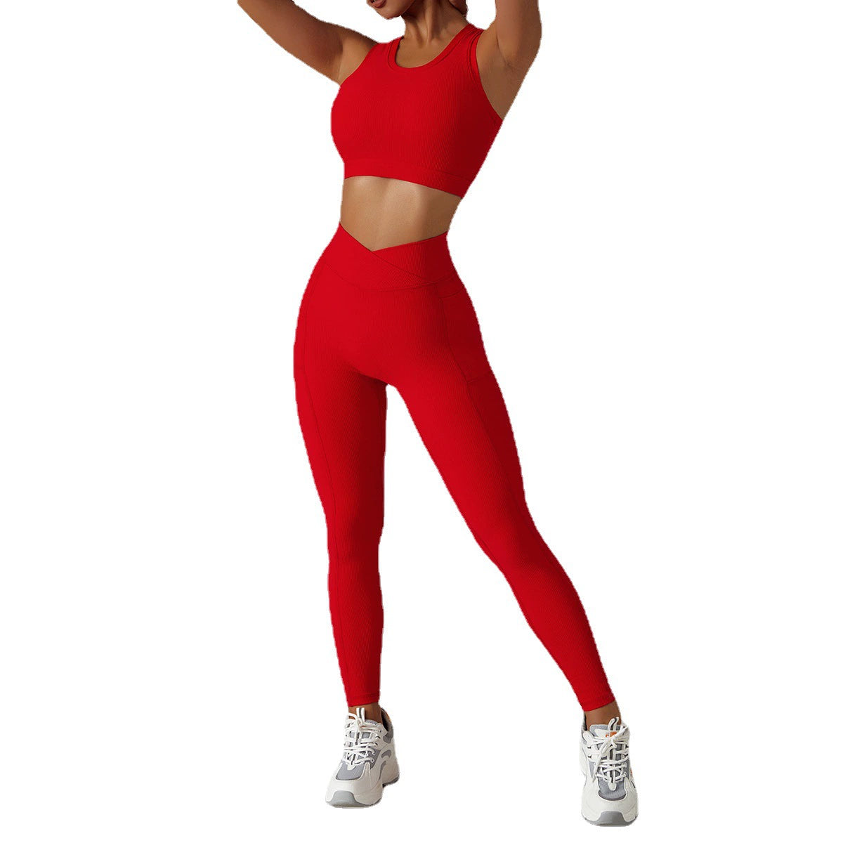 European and American Hot Summer Yoga Suit Athletic Clothing Fashion Running Thread Training Workout Clothes Suit Women's Two-Piece Suit