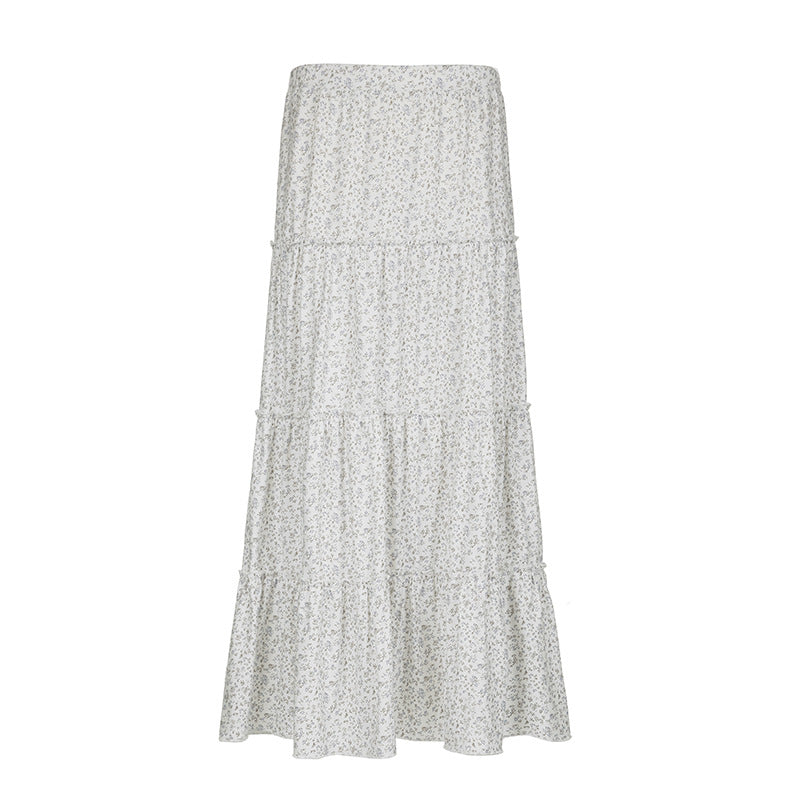 French Pastoral Gentle Floral Draping Skirt Basic Everyday Joker A line Dress Summer Tide