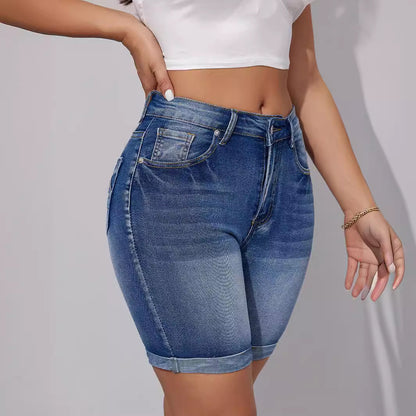 Short en jean taille haute polyvalent pour femme