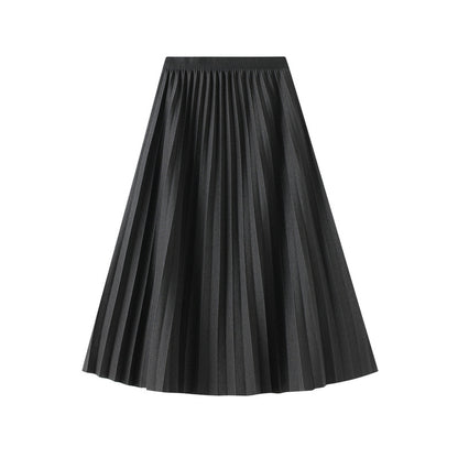 Autumn Pleated Skirt Mid Length Skirt Spring Autumn Women Drape A line Skirt