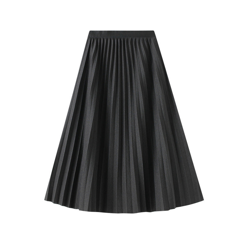 Autumn Pleated Skirt Mid Length Skirt Spring Autumn Women Drape A line Skirt