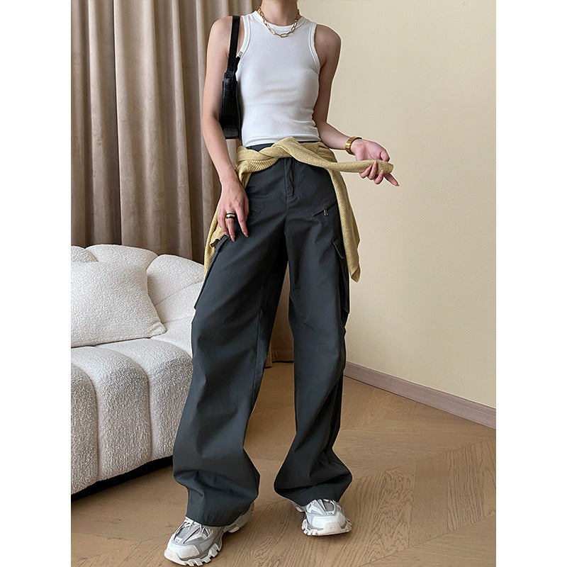 Early Autumn Tooling Pocket Straight Casual Wide Leg Pant