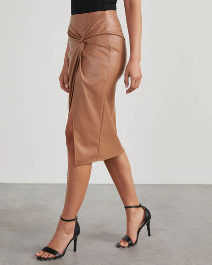 Autumn Winter Split Mid Length Sexy Sexy Leather Hip Skirt Women