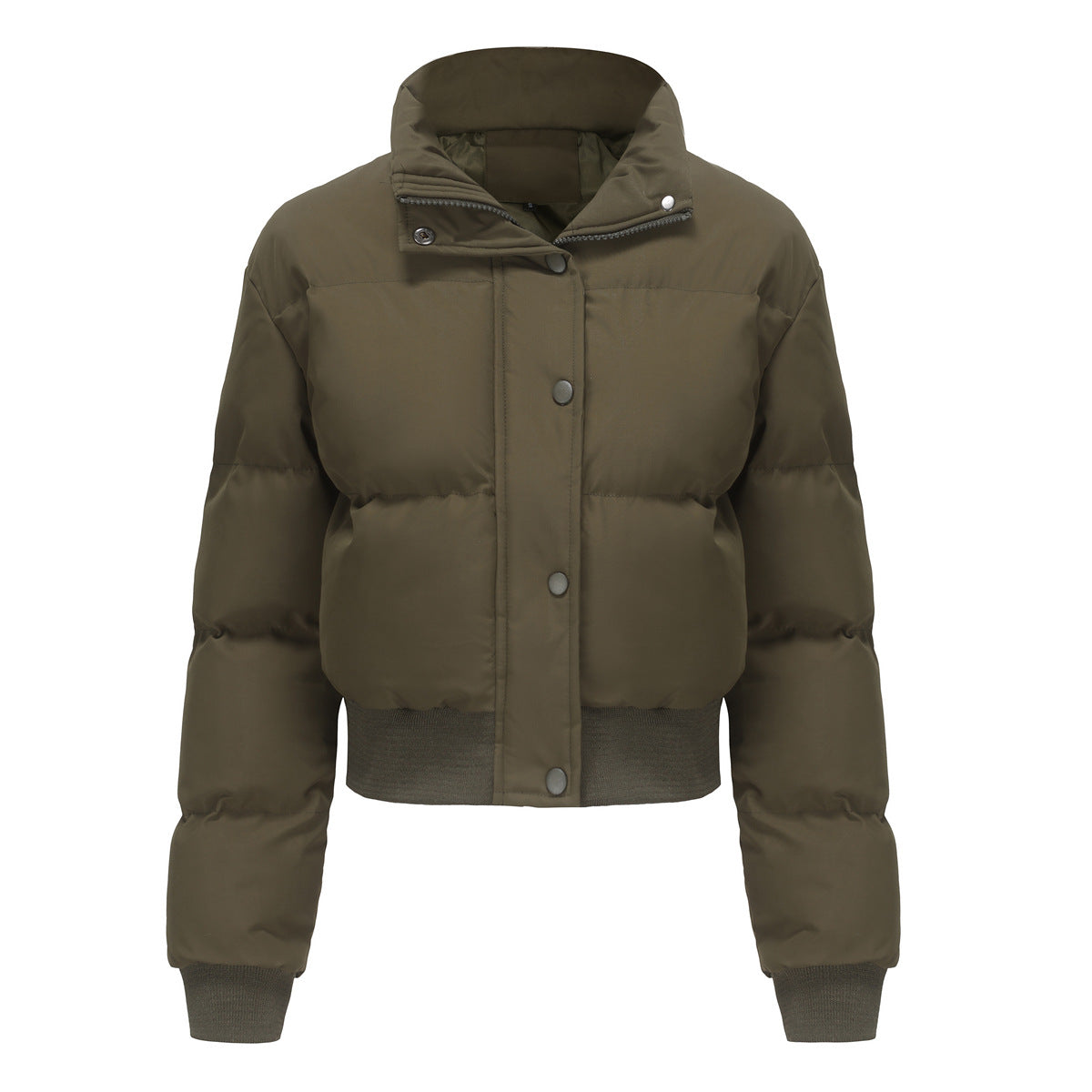 Automne Hiver Femmes Vêtements Courte Veste En Coton Femmes À Manches Longues Col Haut Manteau Chaud Lâche Décontracté Coton Rembourré Vêtements Manteau De Pain