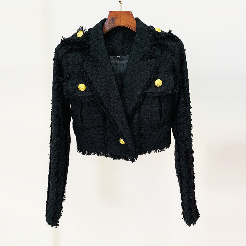 Mujer Productos Otoño Invierno Estrella Corto Temperamental Tweed Fringe Blazer