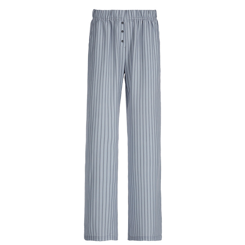 Casual Contrast Color Stripes Woven Pants Elastic Waist Design Lazy Feeling Home Casual Loose Pants