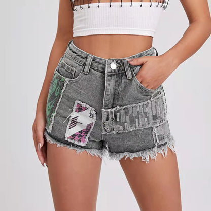 Été taille haute Denim Shorts femmes effiloché femmes vêtements