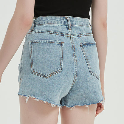 Short en jean déchiré d'été décontracté pour femme