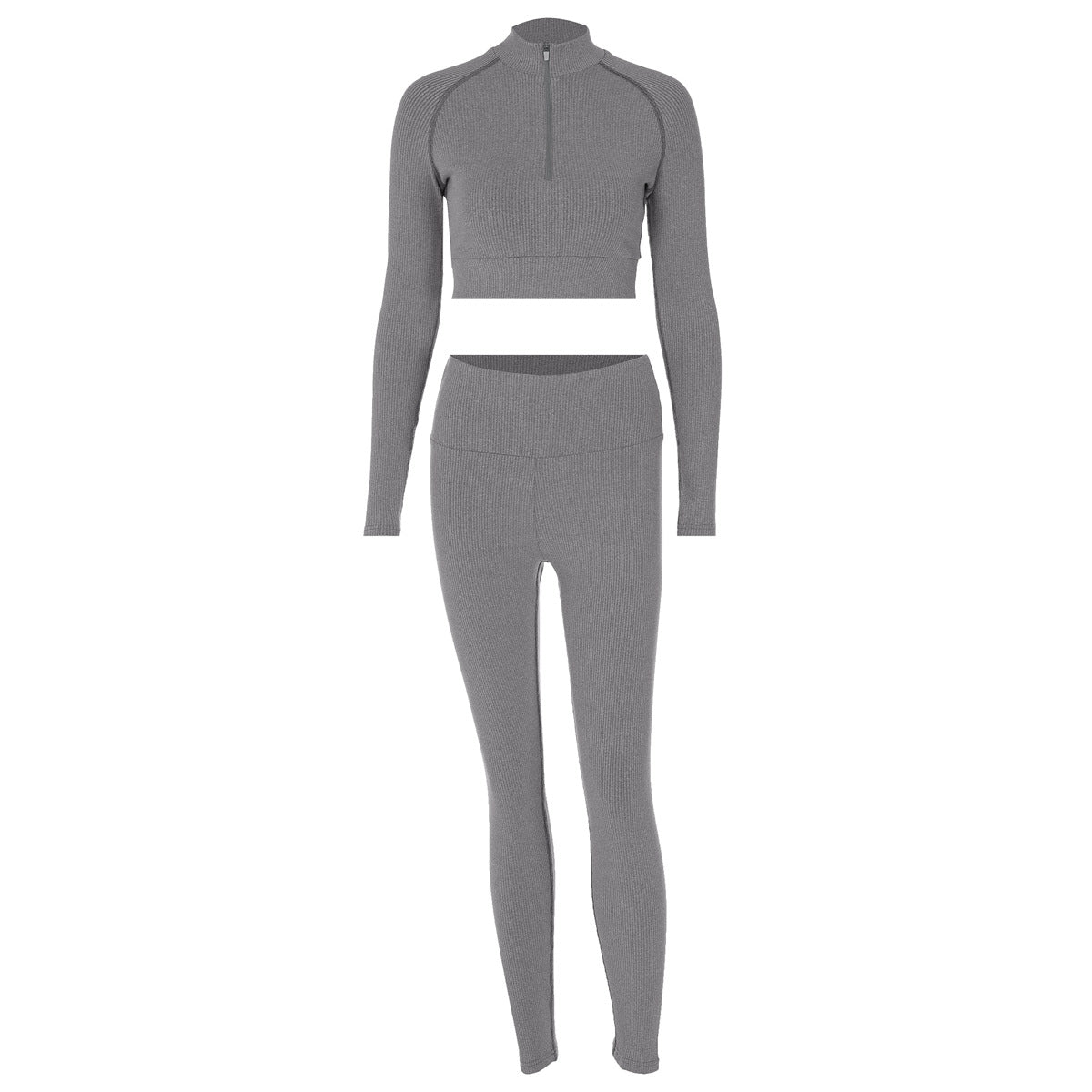 Autumn Winter Long Sleeve Zipper Slim Fit Hip Raise Trousers Two Piece Sports Yoga Set Women