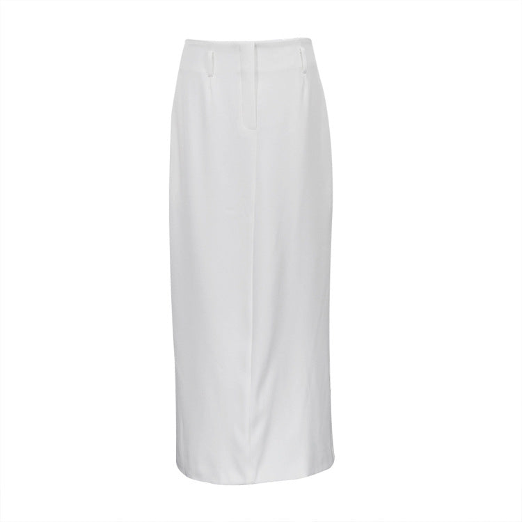 Women Clothing Niche White Low Waist Skirt Women Office Loose A line Skirt