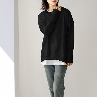 Autumn Winter Loose round Neck Cotton Sweater Women Terry Large Top