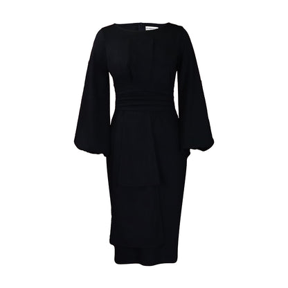 Women's Fashion Solid Color Sheath Temperament Crew Neck Dress