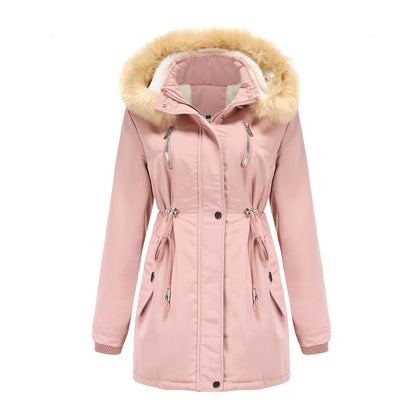 Automne Hiver Femmes Vêtements Épais Manteau En Coton Rembourré En Peau D'agneau Femmes Lâche Femmes Vêtements En Coton Chapeau Amovible Manteau Rembourré En Polaire