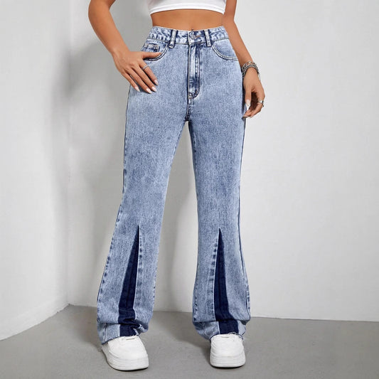 Women Loose Wide Leg Mopping High Waist Jeans Trousers