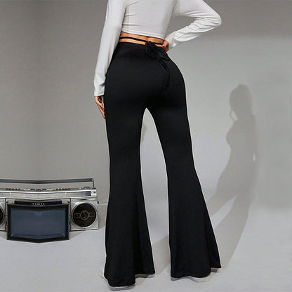 Women Clothing Elegant Casual Pants Autumn Winter High Waist Drooping Slim Slimming Wide Leg Pants