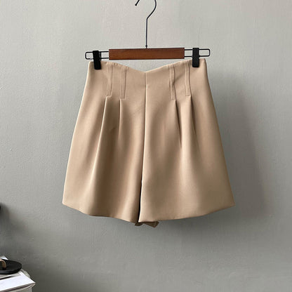 Double High Waist Shorts for Women Summer Korean Preppy Wide Leg A line Pumpkin Pants