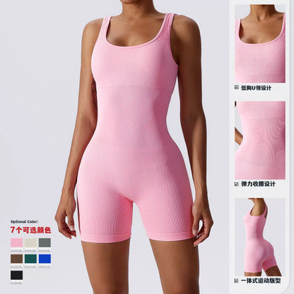 Mode été sans couture combinaison serrée une pièce femmes haute élastique aérien Yoga costume beauté dos Yoga costume une pièce