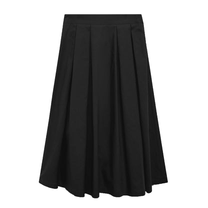 Women Clothing Autumn Winter Pleated Skirt High Waist Zipper Large Swing Skirt Elegant Midi Skirt