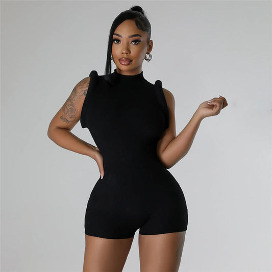 Mono informal ajustado sin mangas con cuello redondo para mujer, ropa de verano