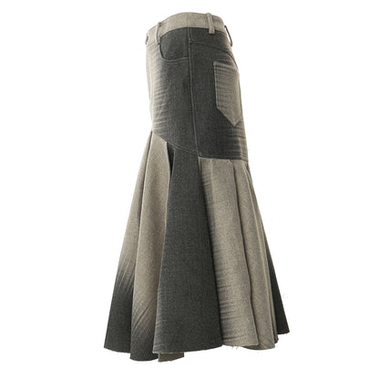 Autumn Winter Positioning Printing Personalized Woolen Slim Fishtail Skirt Women