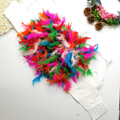 Colorful Feather Sling Tops Outerwear Underwear Free Bar Nightclub Dancing Bra Sexy Chicken Feather Tube Top Women