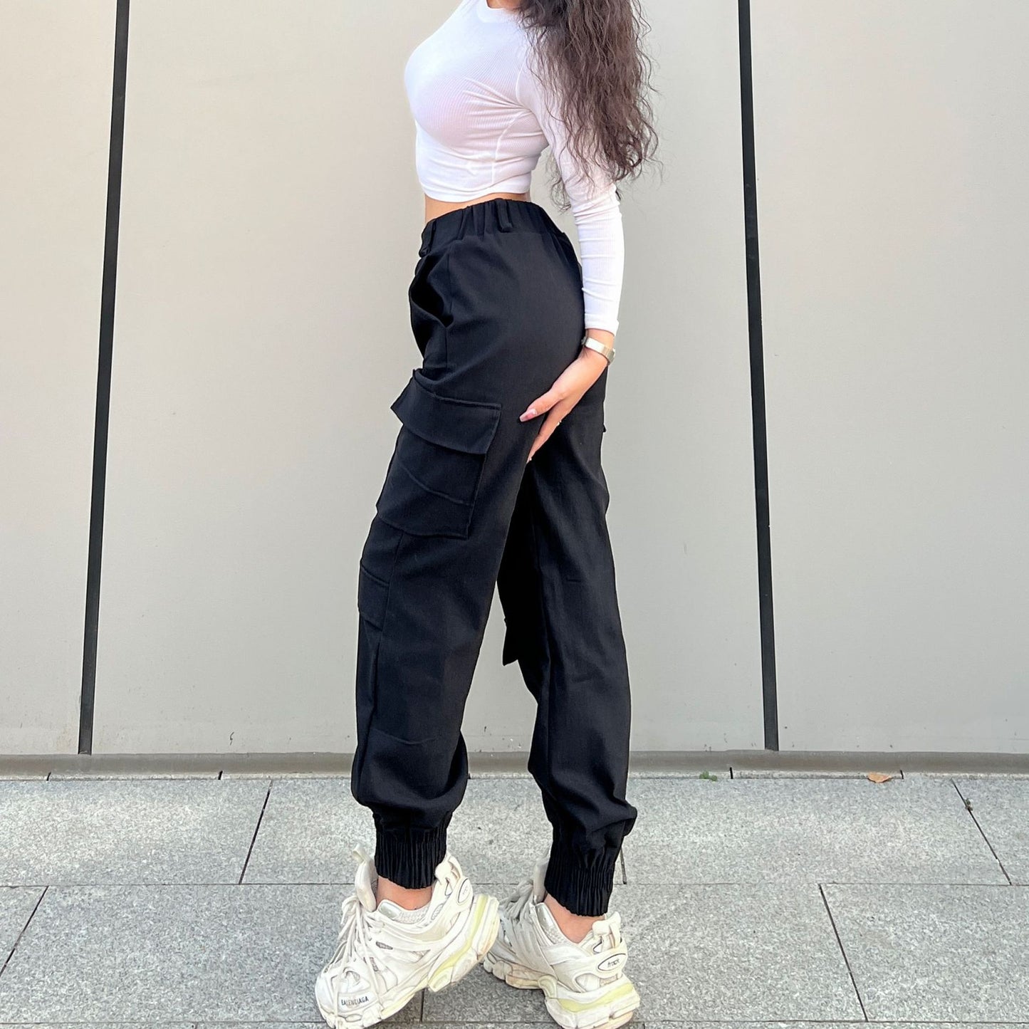 Pantalon Cargo tendance pour femmes, pantalon de survêtement multi-poches, ample, droit, noué à la cheville