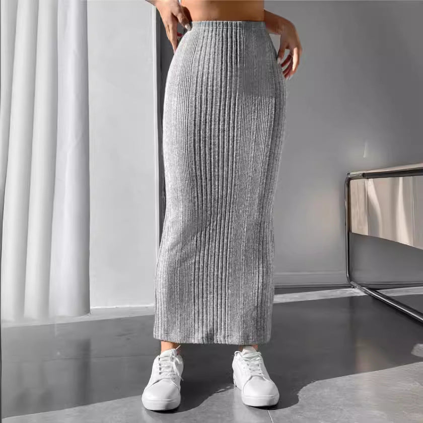 Fall Outdoor Casual Skirt Women Slim Irregular Asymmetric Striped Dress