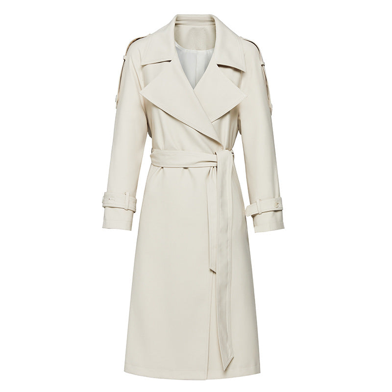 Element Kate Trench Coat Femme Long Printemps Automne Rétro Britannique Col À Lacets Manteau Ample