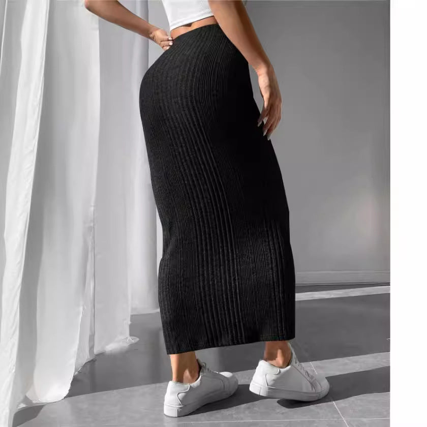 Fall Outdoor Casual Skirt Women Slim Irregular Asymmetric Striped Dress