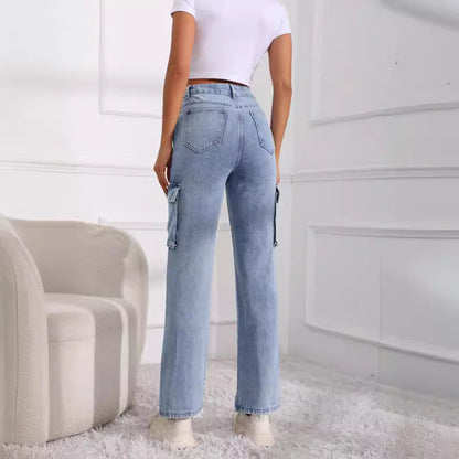 Casual Stylish Multi Pocket Loose Cargo Pants Jeans for Women