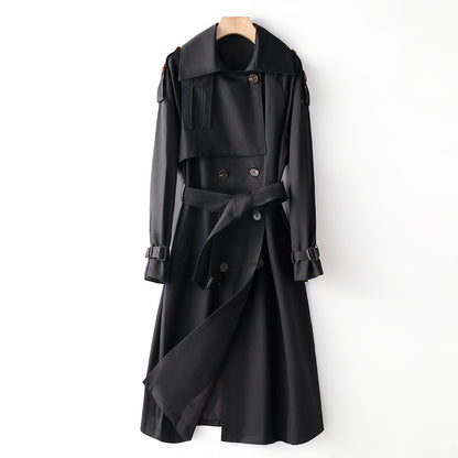 Trench-coat long au-dessus du genou pour femme, manteau amincissant populaire coréen pour l'automne et l'hiver