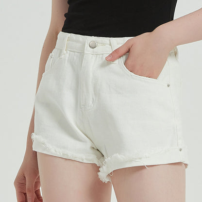 Pantalon short en jean taille haute pour femme, décontracté, été