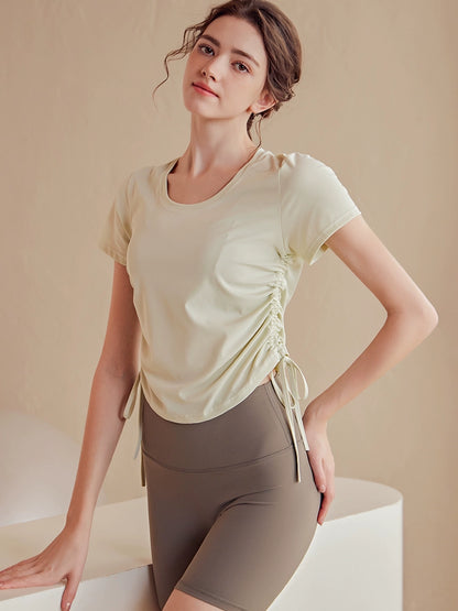 Fantaisie vêtements de yoga professionnels haut de sport pour femmes T-shirt à manches courtes course aérobic Pilates entraînement vêtements d'entraînement été