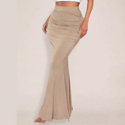 Jupe d'été Sexy Slim hanche plissée ourlet large Maxi