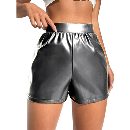 Été Sexy en cuir verni Shorts pantalons femmes taille haute pantalons décontractés amples femmes