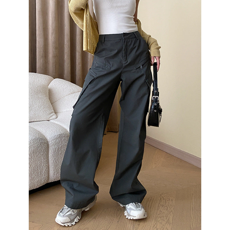 Early Autumn Tooling Pocket Straight Casual Wide Leg Pant