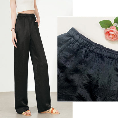 Pantalones rectos de triacetato plisados ​​de primavera para mujer